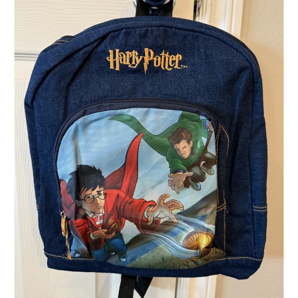 Warner Bros. Other - 2001 Warner Bros. Harry Potter Denim Blue Graphic Backpack- NEW/W TAGS